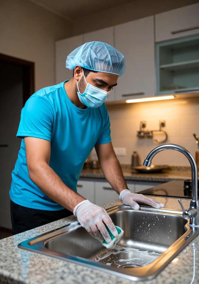 Kitchen sink deep cleaning